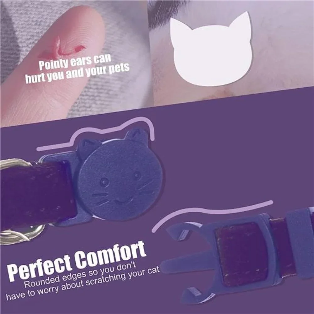 Soft Velvet Safe Cat Collars for Girl Cats -2 Pack Rhinestones Bling Diamante